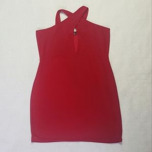 The Red Hot Bodycon Dress - Size 14 US, BooHoo Halter Top Mini Dress, Red
